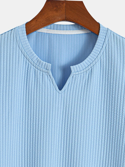 Asher® | Muscle Fit Notch Ribbed Arc Hem T-Shirt