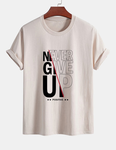 Trasímaco® | Never Give Up Print Cotton T-Shirt