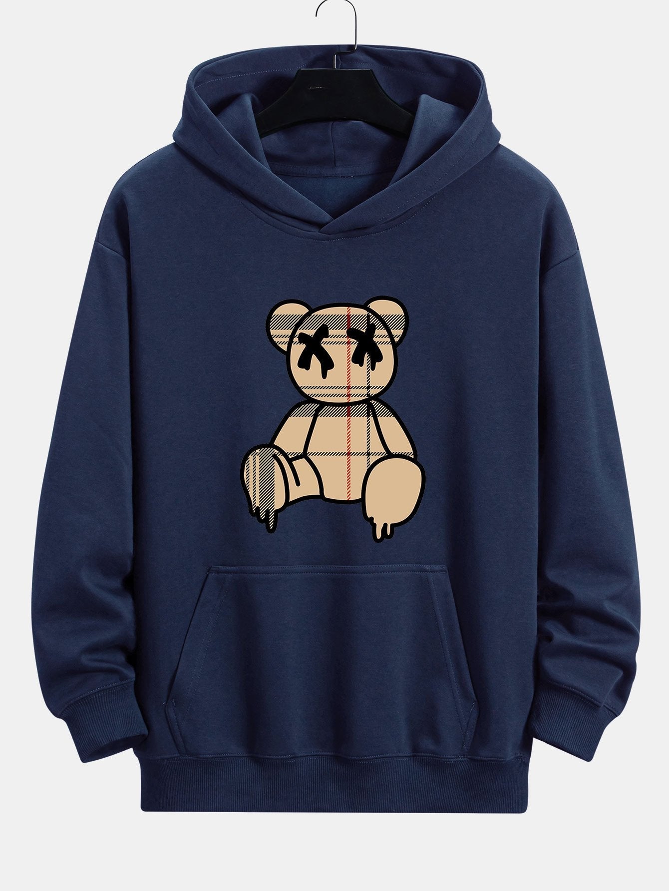 Marcus | Plaid Dissolving Bear Print Relax Fit Hoodie