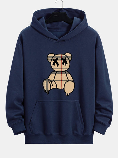 Marcus | Plaid Dissolving Bear Print Relax Fit Hoodie