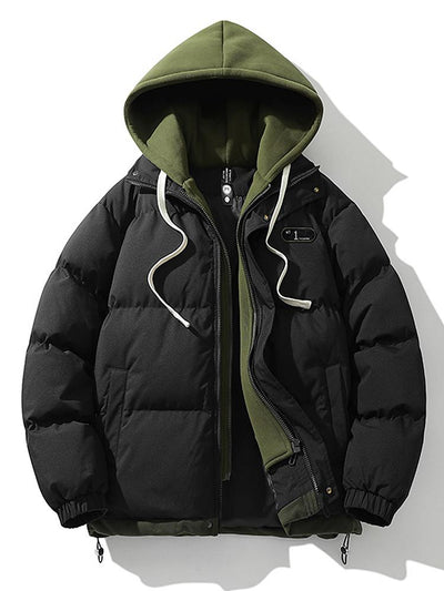Caspian | Contrast Zip Up Hooded Puffer Coat
