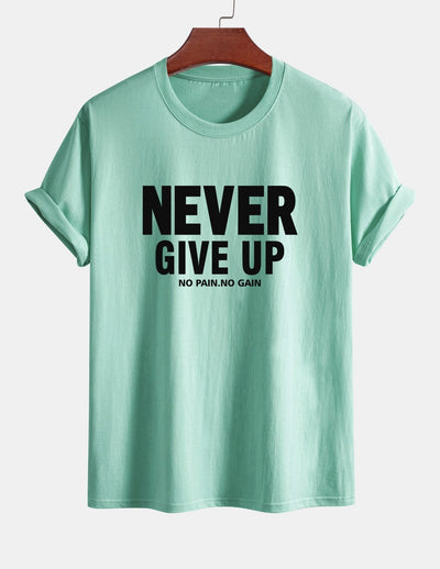 Ubaldo® | Never Give Up Print Cotton T-Shirt