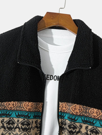 Wyatt | Teddy Fleece Ethnic Print Coat