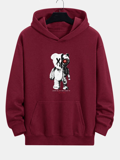 Tatum | Robot Bear Print Relax Fit Hoodie