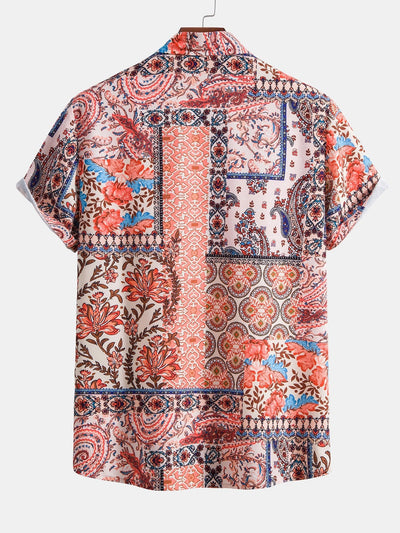 Alpin® | Floral Paisley Patchwork Print Button Up Shirt