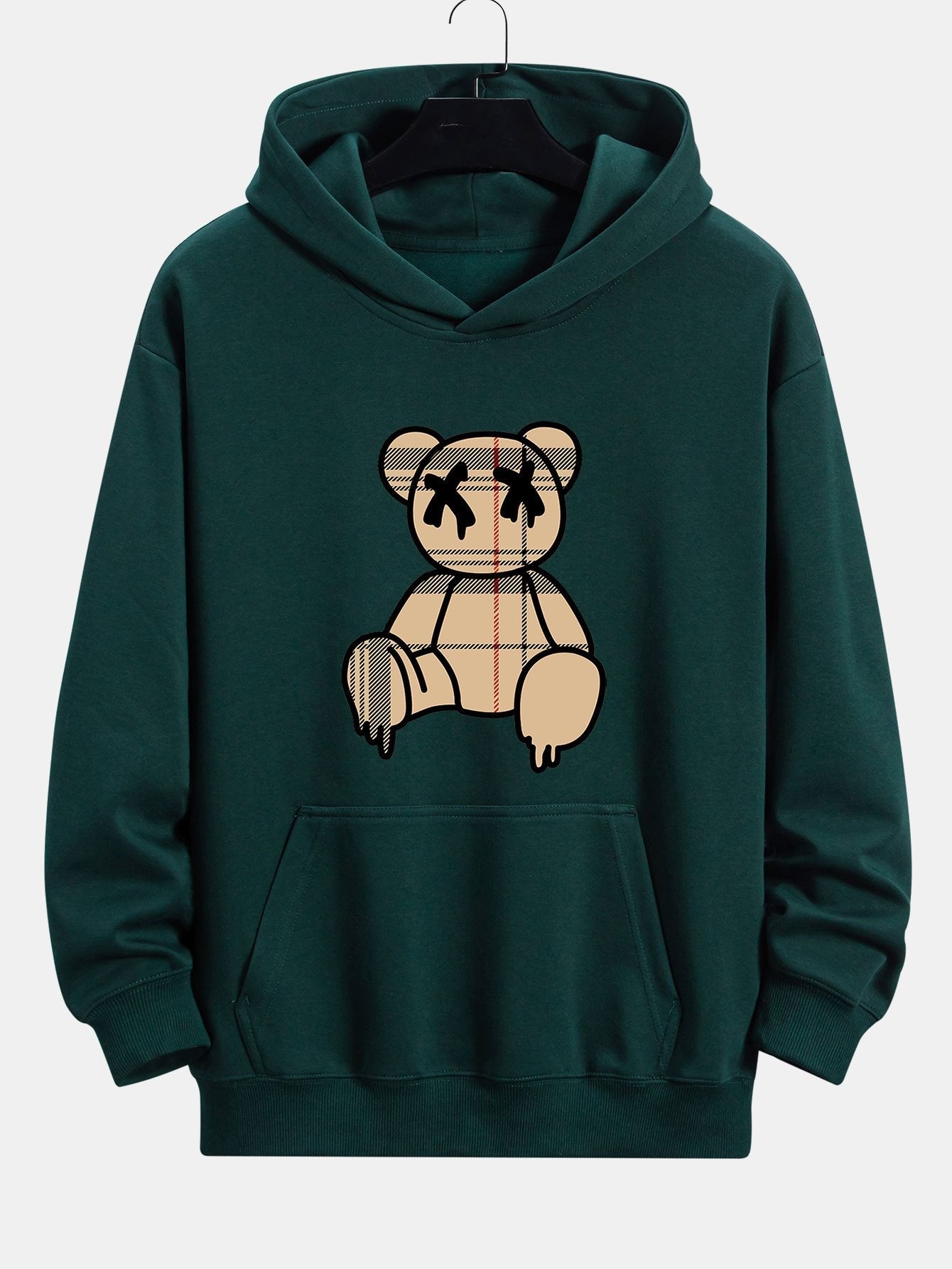 Marcus | Plaid Dissolving Bear Print Relax Fit Hoodie
