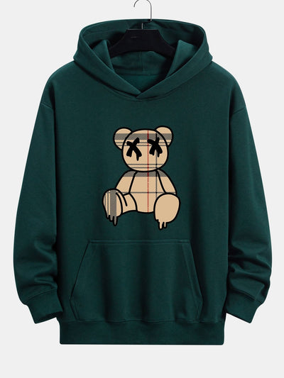Marcus | Plaid Dissolving Bear Print Relax Fit Hoodie