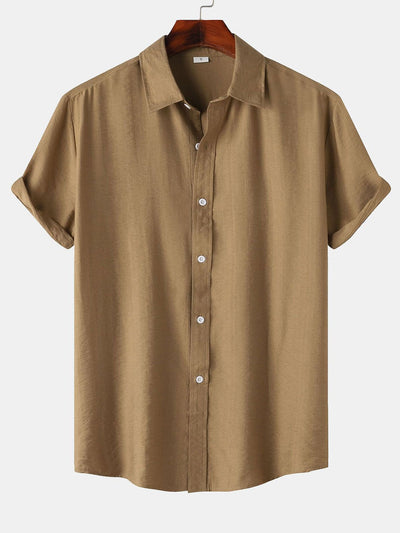 Auber® | Short Sleeve Textured Button Up Shirt