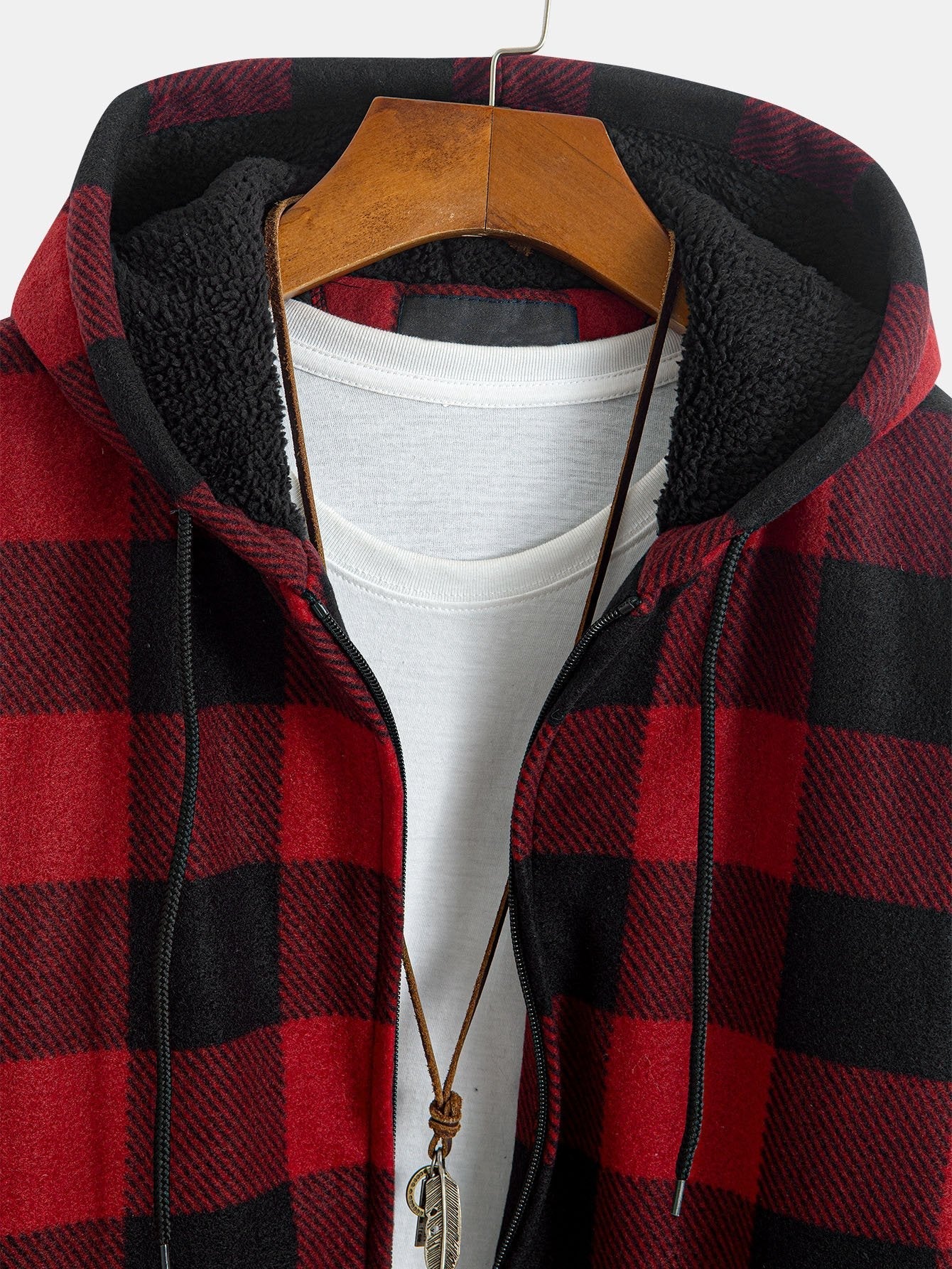 Gary | Teddy Fleece Lined Flannel Plaid Hoodie