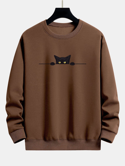 Daryl® | Black Cat Print Relax Fit Sweatshirt
