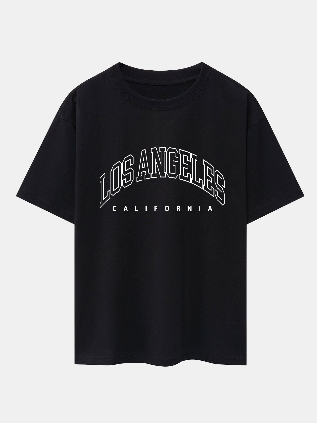 Primo® | Los Angeles Letter Print Drop Shoulder Oversize T-Shirt & Corduroy Shorts