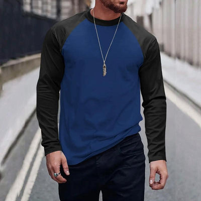 Men's Retro Casal Colorblock Rond Neck Long Sleeve T-Shirt