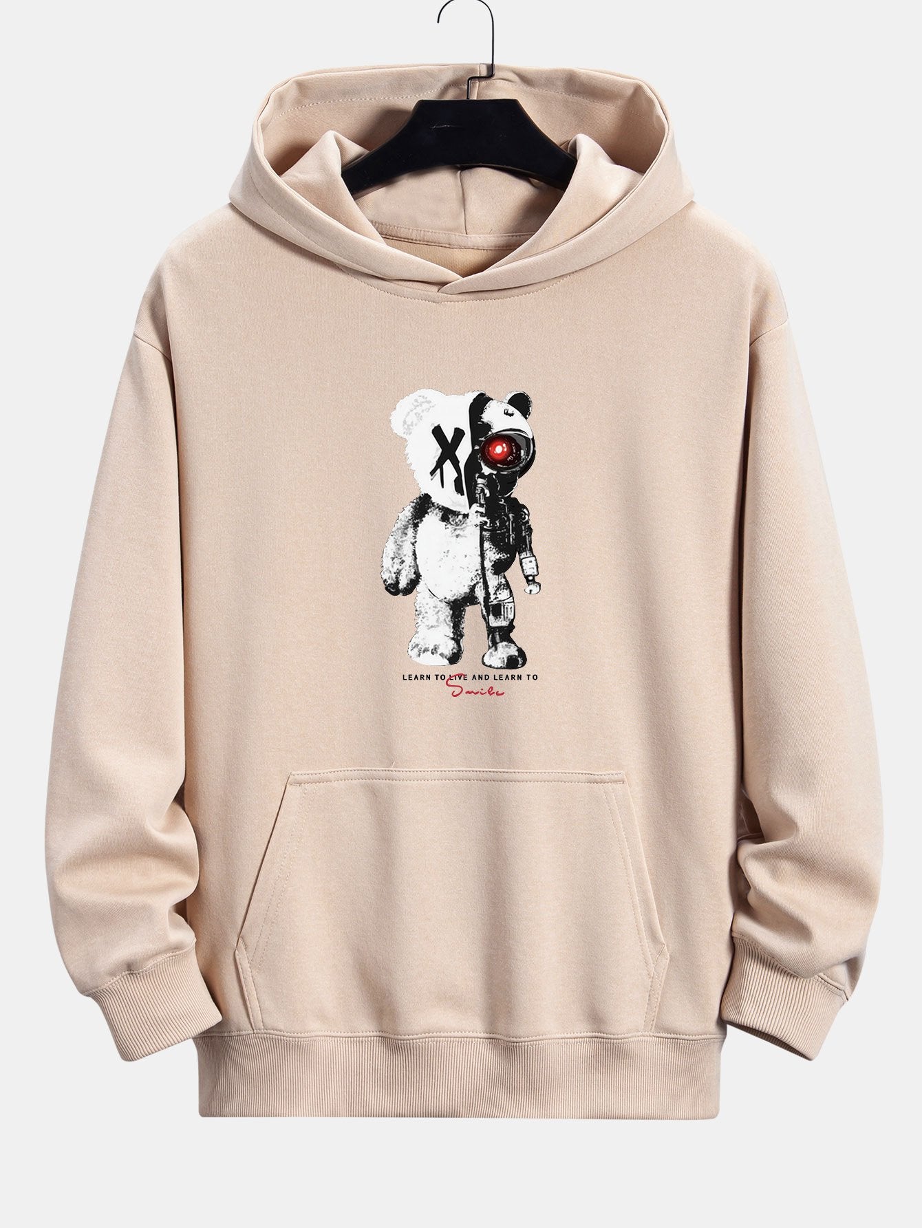 Tatum | Robot Bear Print Relax Fit Hoodie