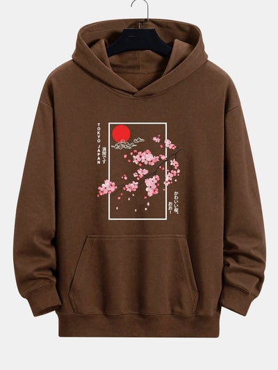 Eugene | Cherry Blossom Slogan Print Relax Fit Hoodie