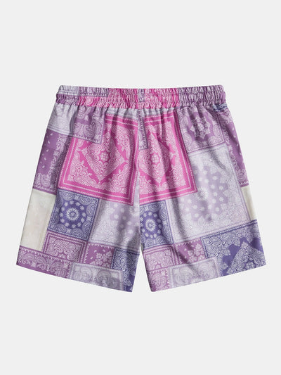 Barben® | Paisley Patchwork Print Drawstring Shorts