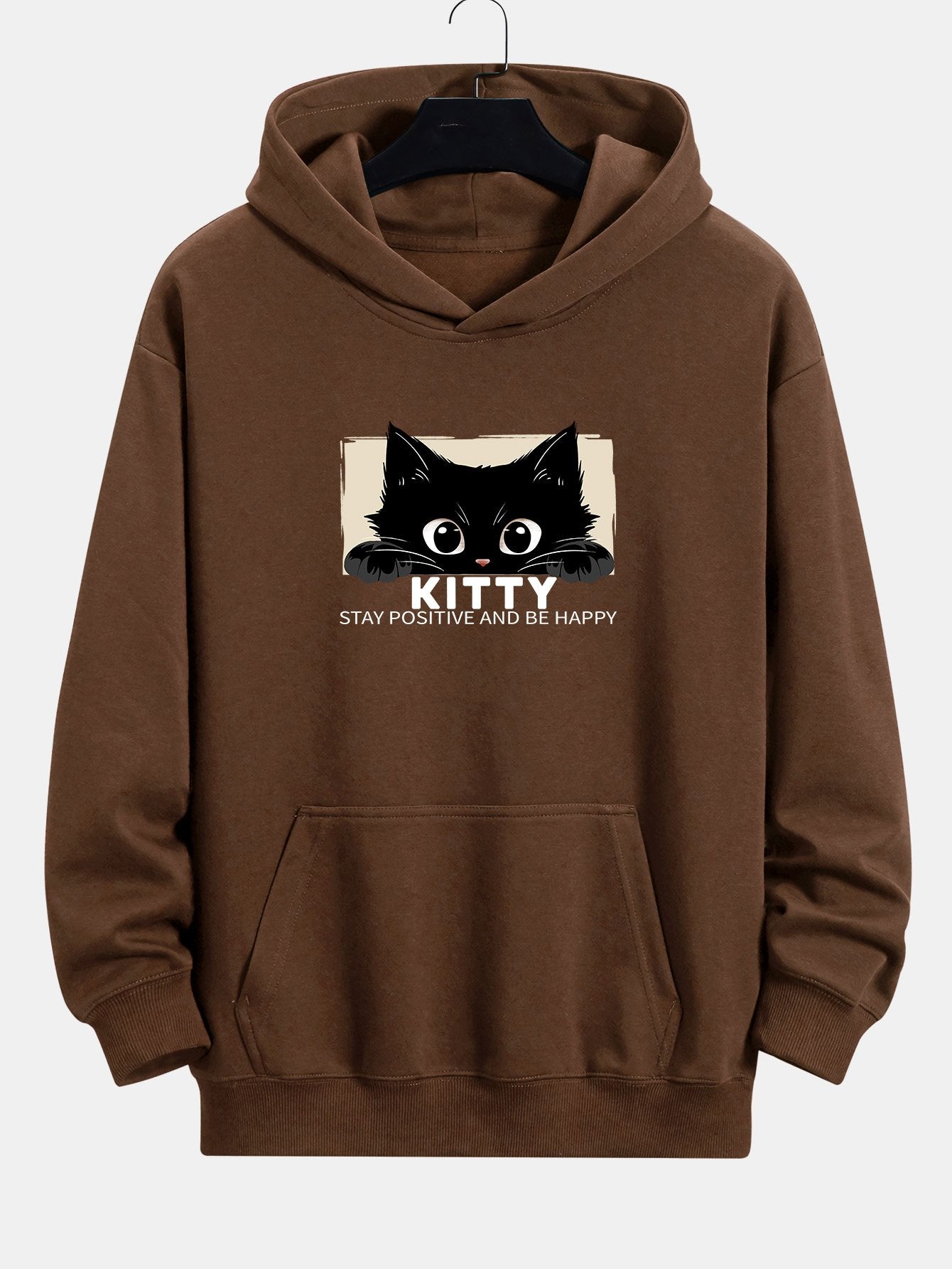 Nigel | Black Cat Print Relax Fit Hoodie