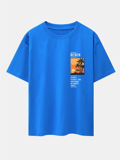 Aldo® | Beach Scenery Slogan Print Drop Shoulder Oversize T-Shirt