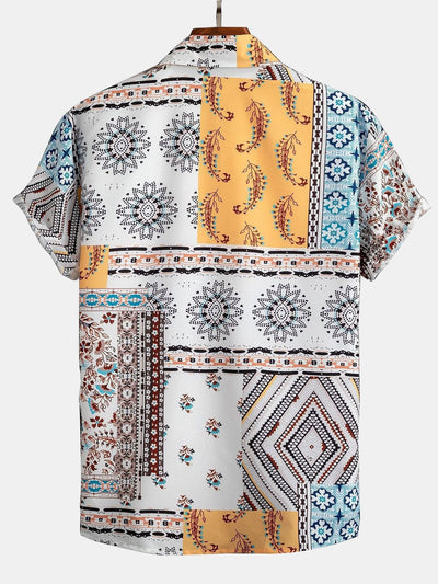 Adaniel® | Scarf Print Button Up Shirt & Swim Shorts