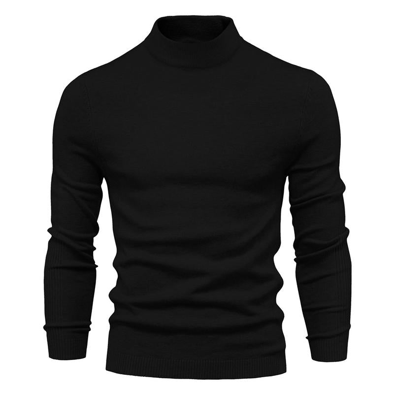 Men's Solid Color Turtleneck Pullover Knit Sweater