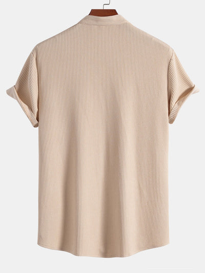 Jorell® | Muscle Fit Ribbed Mandar Collar Shirt