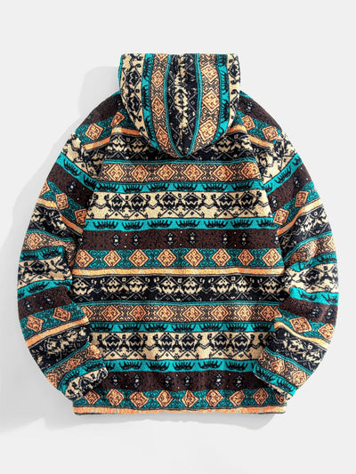 Nestor | Ethnic Geometric Teddy Fleece Hoodie