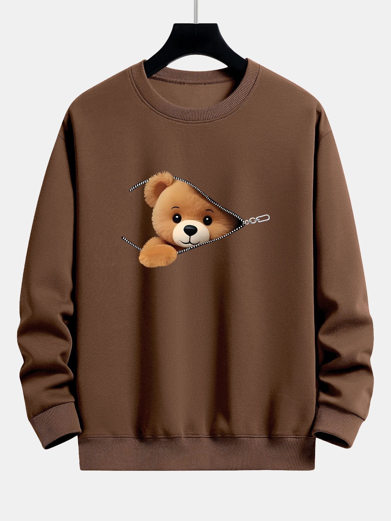 Theodore® | Zipper Bear Print Relax Fit Sweatshirt