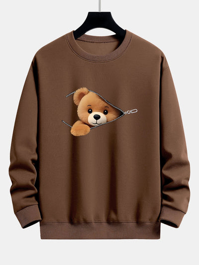 Theodore® | Zipper Bear Print Relax Fit Sweatshirt
