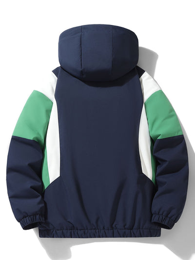 Fernando | Teddy Fleece Lined Color Block Hooded Windbreaker