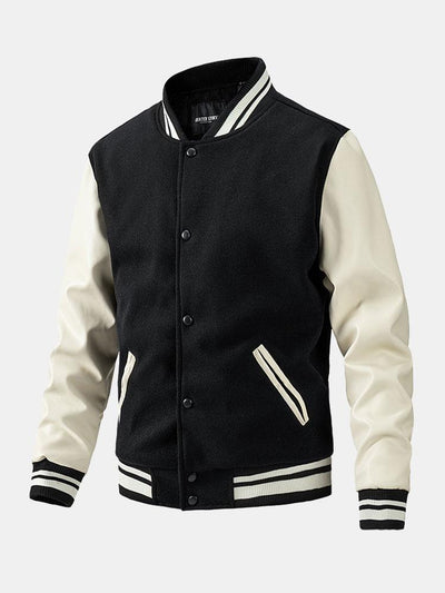 Grayson | Contrast Wool Look PU Baseball Jacket