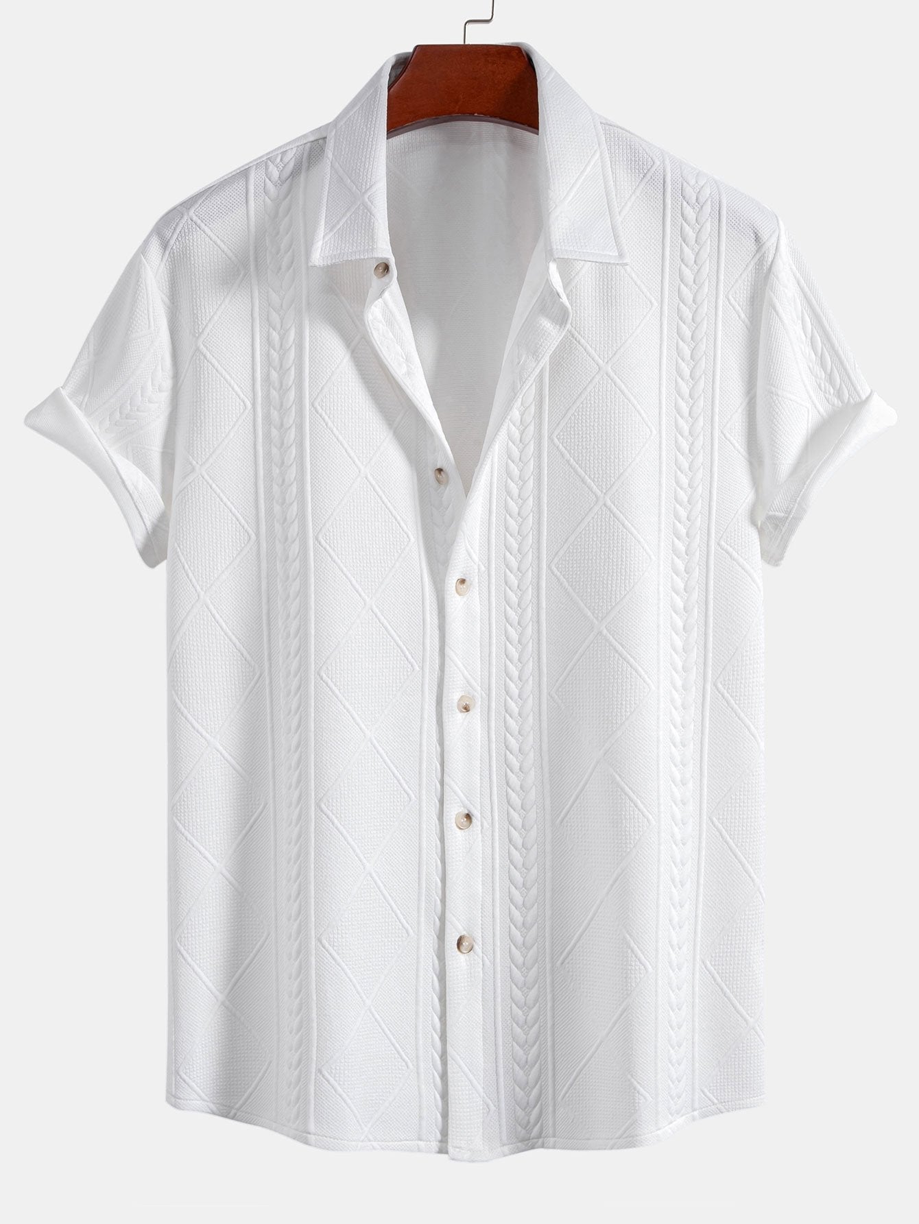Allart® | Geometric Jacquard Button Up Shirt