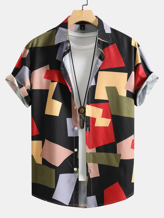Norberto® | Button-Down Shirt And Swimwear With Colorful Print.