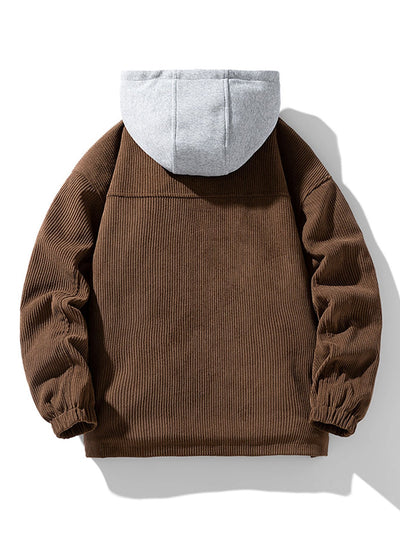 Jes��s | Quilted Lined Corduroy Hooded Coat