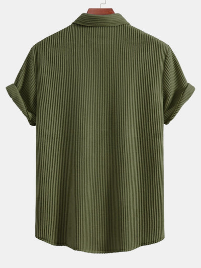 Alex® | Waffle Button Up Shirt & Straight Leg Linen Pants