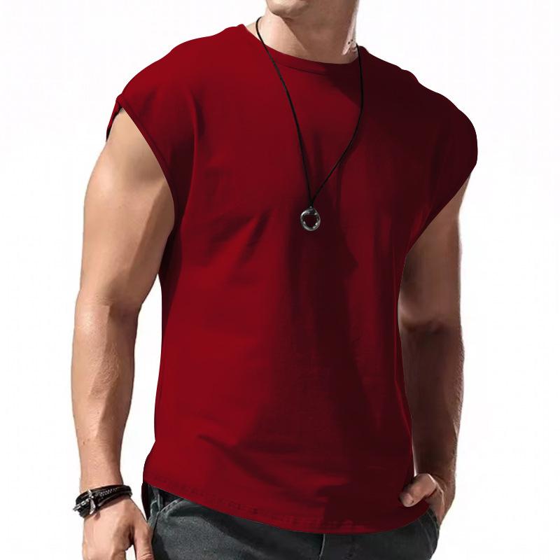 Men's Solid Loose Sleeveless  Sports T-shirt
