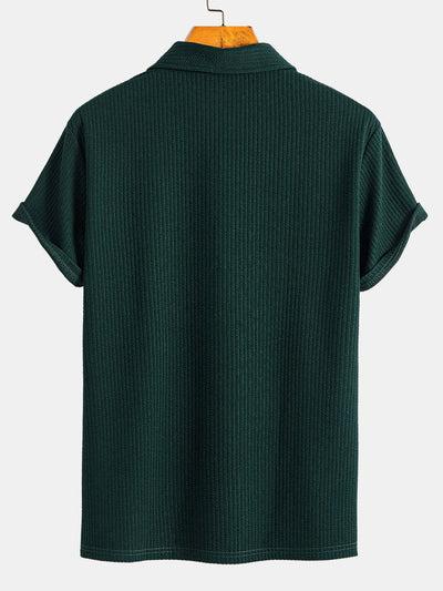 Ezra | Muscle Fit Ribbed Half Zip Polo