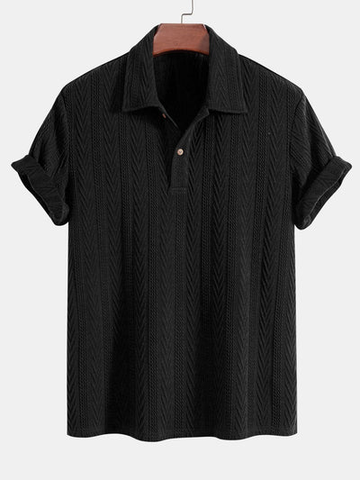 Lachlan® | Knitted Geometric Jacquard Polo Shirt