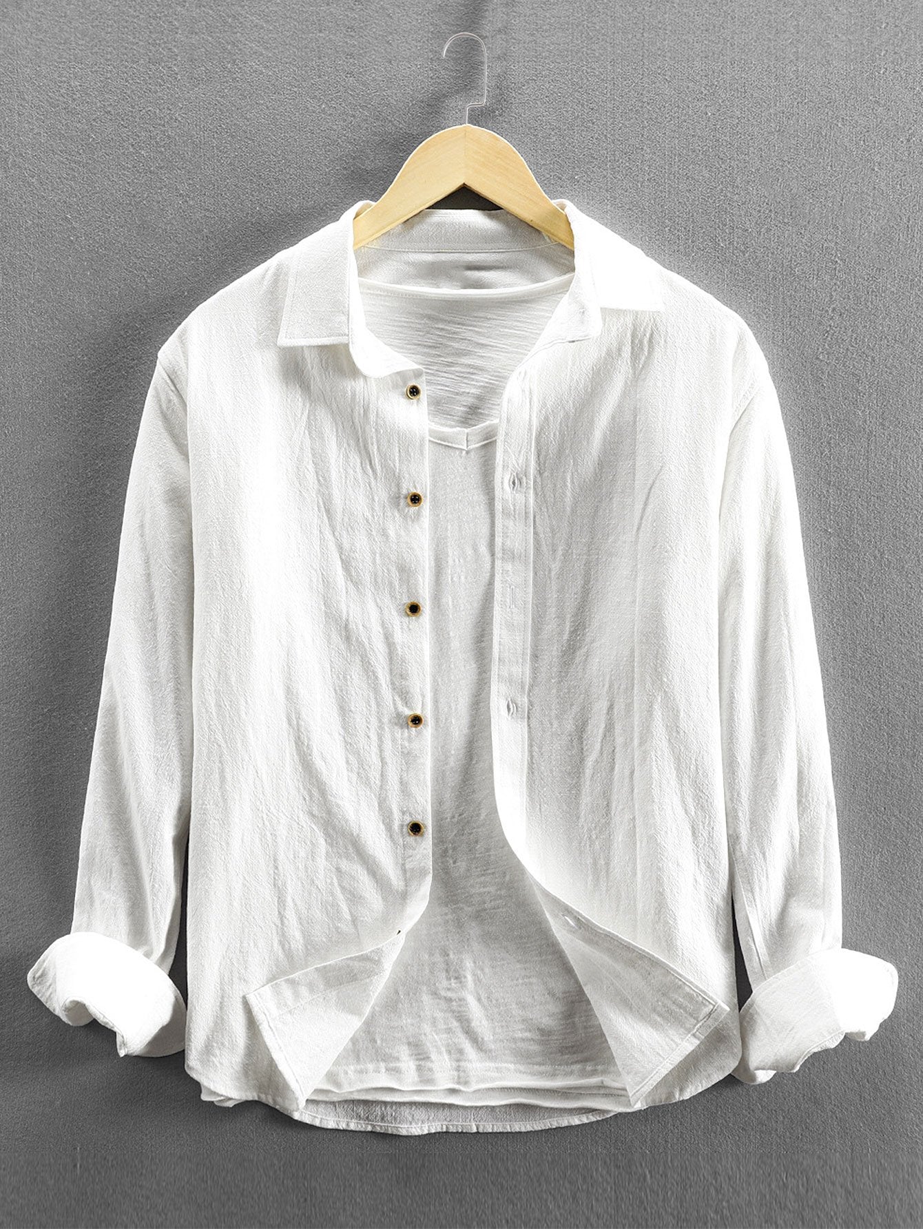 Artor® | Long Sleeve Linen And Cotton Blend Button Up Shirt
