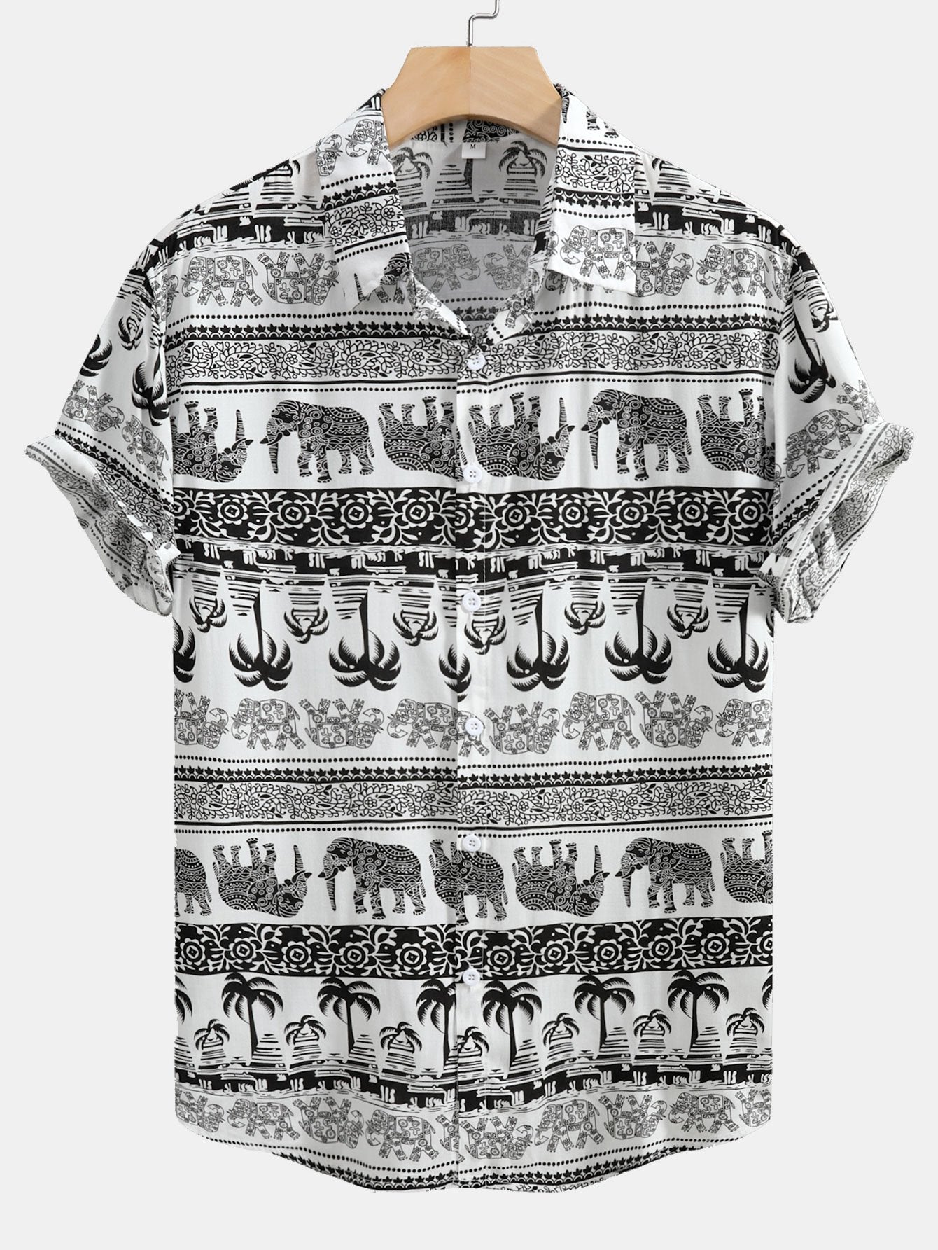 Arlin® | Elephant Print Button Up Shirt