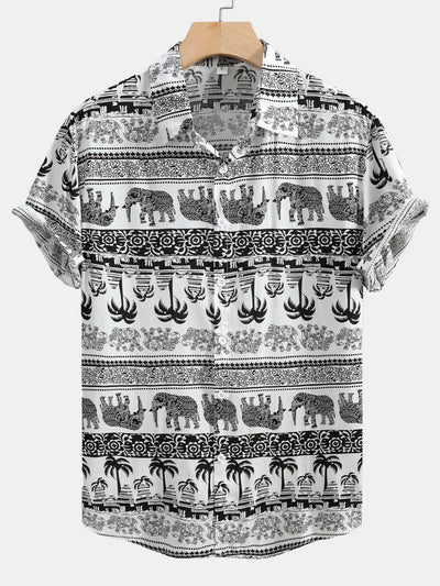 Arlin® | Elephant Print Button Up Shirt