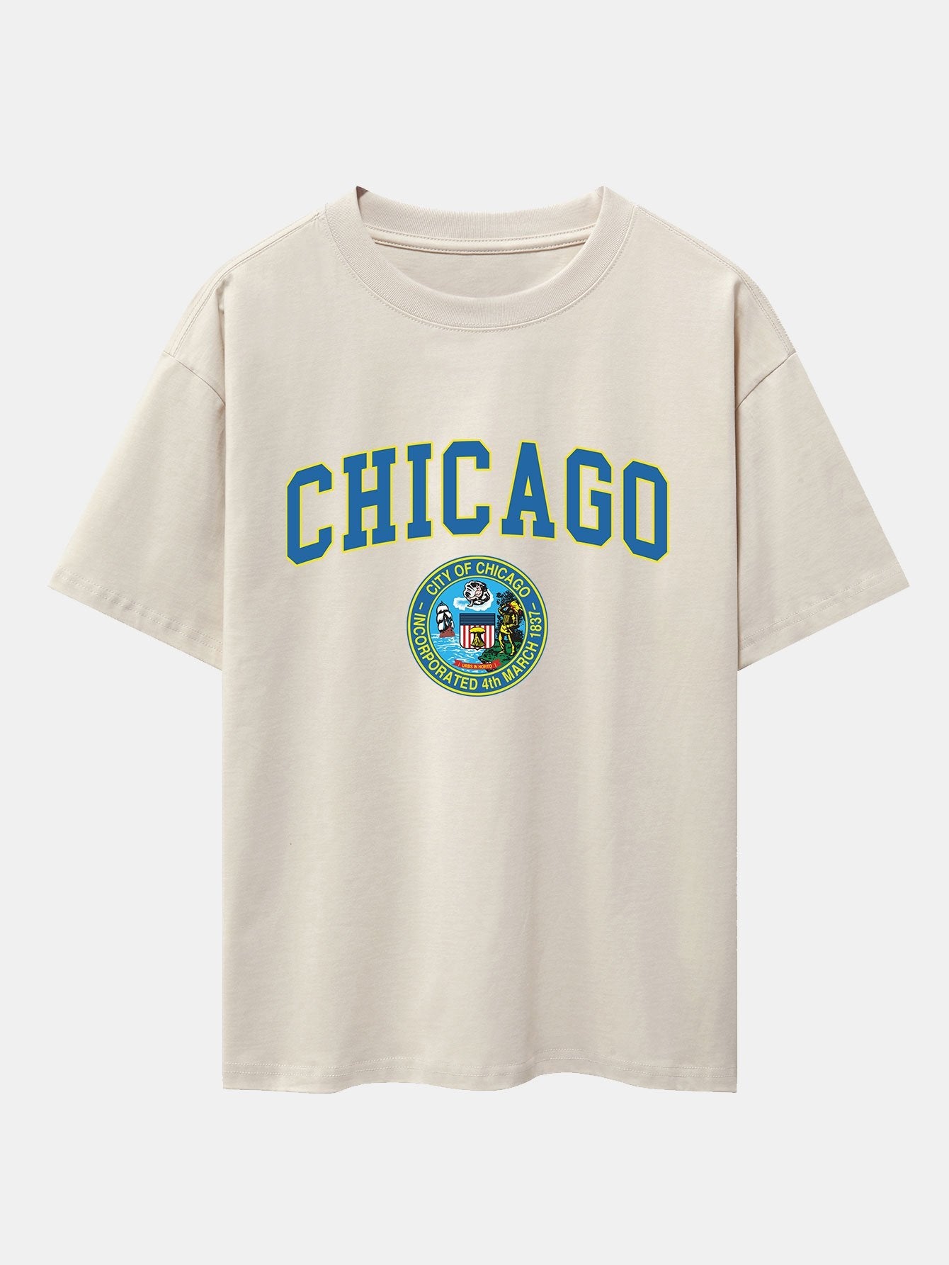 Lorenzo® | Chicago Coat Of Arms Print Drop Shoulder Oversize T-Shirt