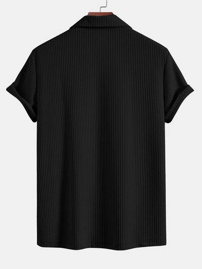 Vittorio® | Defined Style: Ribbed Muscle Fit Shirt With Deep Cuban Collar