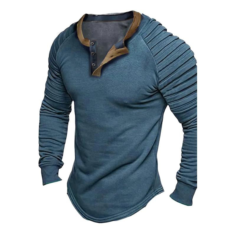 Men's Solid Color Long Sleeve Henley Shirt