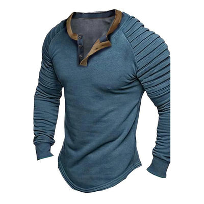 Men's Solid Color Long Sleeve Henley Shirt