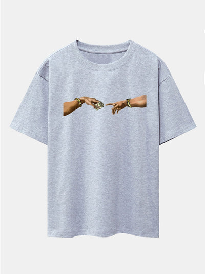 Jorge® | Cash Hand Print Drop Shoulder Oversize T-Shirt