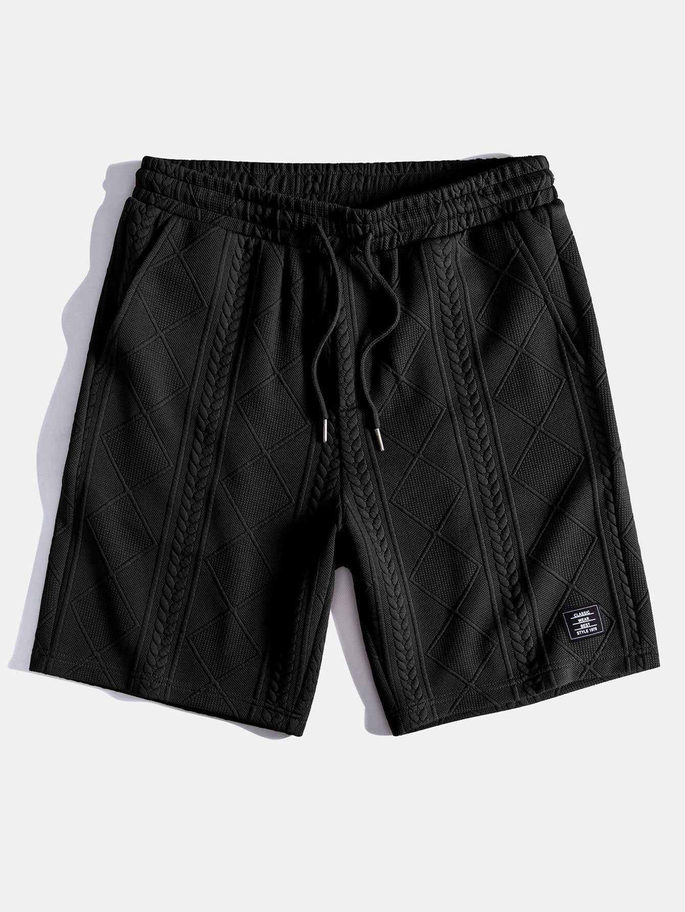 Adelphius® | 3 Pieces Geometric Jacquard Drawstring Shorts