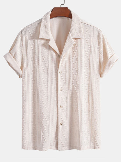Albrecht® | Knitted Geometric Rhombus Jacquard Cuban Shirt