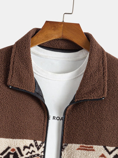 Alejandro | Aztec Print Patchwork Teddy Fleece Coat