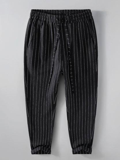 Jacinto® | Striped Linen Cotton Blend Cropped Pants