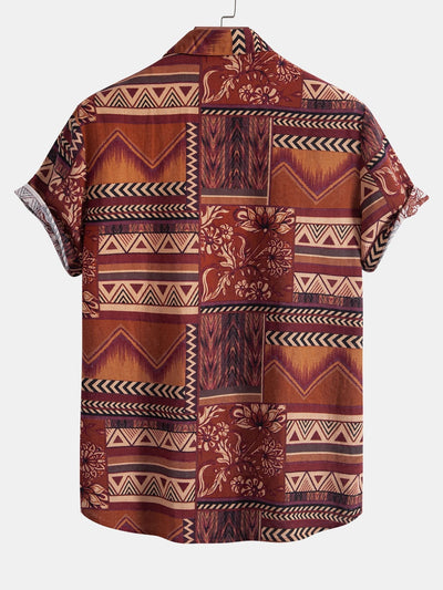 Alfy® | Floral Geometric Patchwork Print Cotton Shirt
