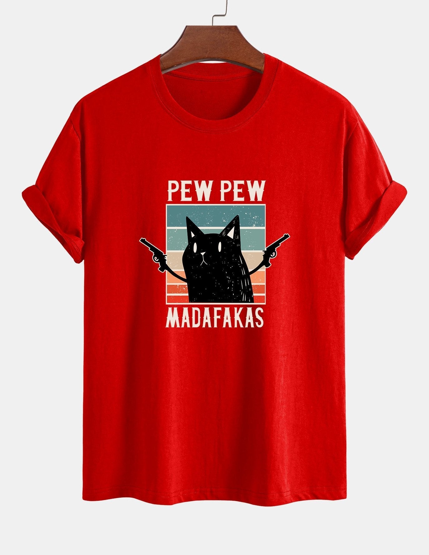 Tadeo® | Black Cat Print Cotton T-Shirt